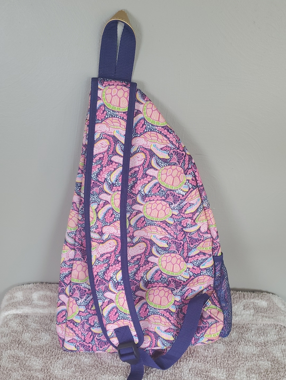 Simply Southern Pink and Purple Sea Turtle Print Sling Backpack. NWOT - Picture 5 of 12